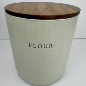 Hearth & Hand™ with Magnolia Flour Canister Stoneware Wood Lid - Farmhouse NEW!